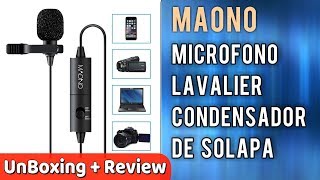 Microfono De Pinza Lavalier para Móviles Cámaras Pc Portátiles MAONO  UnBoxing Review en Español [upl. by Ordnasela]