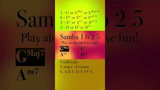 Samba 1625 backing track for Guitar G major 92bpm Enjoy playing along [upl. by Giulietta]