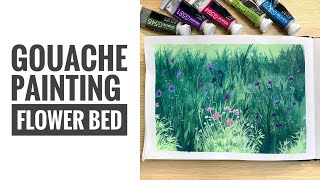 Gouache Painting of A Flower Bed [upl. by Ayotel]