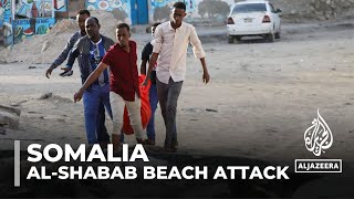 At least 37 killed in alShabab beach attack in Somalia’s capital Mogadishu [upl. by Eidolem703]