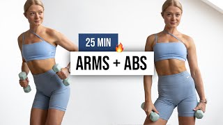 25 MIN TONED ARMS amp ABS  With Weights Home Workout No Talking Upper Body dumbbell workout [upl. by Nnyllatsyrc]