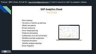 SAC Integrated Financial Planning S4HANA Financial Planning  Overview 27th Oct 2024 [upl. by Drud670]