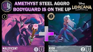 🟣🔘 AMETHYST STEEL AGGRO MAY BECOME META WITH NEW STEEL KIDA BODYGUARD  Disney Lorcana Gameplay [upl. by Sandy]