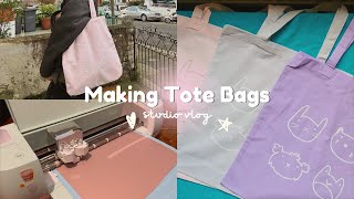 Making Tote Bags with HTV amp Cricut 🌸 Small Business Vlog 🌸 [upl. by Kinson]