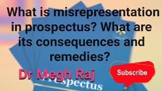 What is misrepresentation in prospectus What are its consequences and remedies [upl. by Romain]