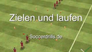 Zielen und laufen  Aufwärmen  Fußballtraining auf Soccerdrillsde [upl. by Enelehcim]