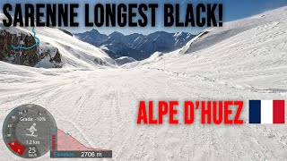 4K Skiing Alpe dHuez La Sarenne  The Longest Black Run from Herpie France GoPro HERO11 [upl. by Hose]