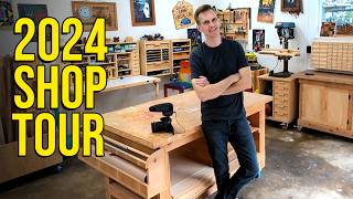 2024 Shop Tour  How to set up an inexpensive efficient woodworking shop in a small space [upl. by Walworth]