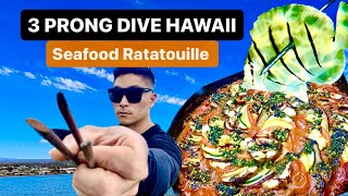 SPEARFISHING IN HAWAII FOR OUR NEXT MEAL  Seafood Ratatouille and Gyotaku fishprint creation [upl. by Yemirej]