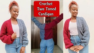 Crochet Two Toned Textured CardiganSolid Shell Stitch Crochet Cardigan [upl. by Auqenahs]