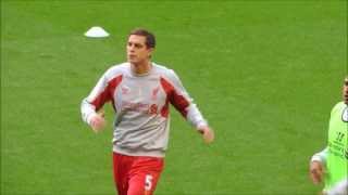 Daniel Agger warming up ahead of Liverpool v Notts County 270813 [upl. by Haymo]