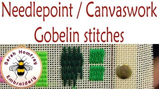 Gobelin stitch in needlepoint  canvaswork embroidery  Needlepoint stitches video tutorial [upl. by Hartzell441]