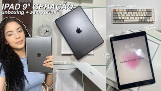 COMPREI UM IPAD 9 ♡  unboxing acessórios amp primeiras impressões [upl. by Oiracam228]