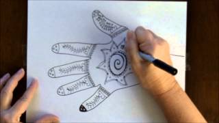 How to Draw a Henna Mehndi Hand Design Art Lesson Tutorial [upl. by Nyllewell]