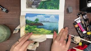 Landscape Painting With Gouache [upl. by Einnalem]