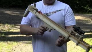 Homemade bullpup crossbow Accuracy and power for under 20 Euros [upl. by Ynnek]