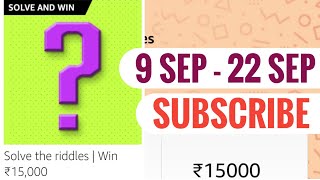 Amazon Funzone Riddles Quiz Answers Today  Win 15000 Amazon Pay Balance  9 September 2021 [upl. by Kirven83]