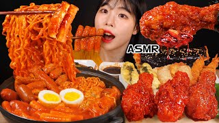 ASMR MUKBANG 직접 만든 떡볶이 양념치킨 김밥 먹방 amp 레시피 FRIED CHICKEN AND Tteokbokki EATING [upl. by Ehudd903]