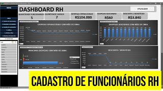 Planilha Dashboard de Cadastro de Funcionários para RH Recursos Humanos [upl. by Initof633]