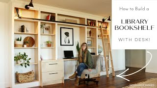 How to Build a Library BookshelfWITH DESK [upl. by Joung]