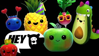 Hey Bear Sensory  Birthday Dance Party  Dancing Fruit  Fun Animation and Upbeat Music [upl. by Saidnac526]