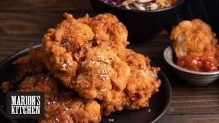 Smoky Sriracha Fried Chicken  Marions Kitchen [upl. by Colbye]