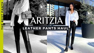 ARITZIA LEATHER PANTS HAUL MELINA PANT vs BABATON  Which is the Best [upl. by Etteneg]