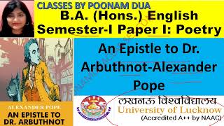 Block5 The Neoclassical Poets pope An Epistle to Dr Arbuthnot Lucknow University BA [upl. by Sivartal]