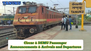 Circar amp Demu Passenger Trains Announcements amp Arrivals and Departures at Tanuku Railway Station [upl. by Selrhc]