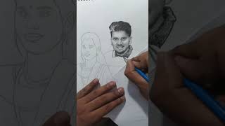 Couple Portrait art howtodraw youtubeshorts viral trendingshorts drawing [upl. by Imar]