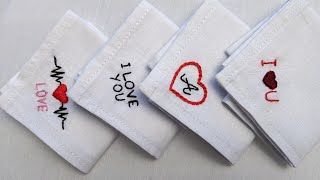 Easy Embroidery Handkerchief Gift For Husbandhand embroidery without hoop [upl. by Celestine348]