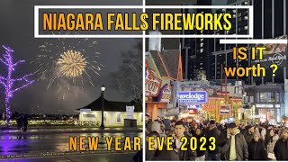 Niagara falls New Years Eve 2023  Beautiful Fireworks at NIAGARA FALLS ONTARIO  CANADA [upl. by Pawsner388]