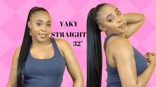 Shake N Go Organique Pony Pro Mastermix Ponytail  YAKY STRAIGHT 32 WIGTYPESCOM [upl. by Voe]