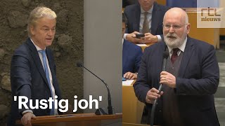 Forse aanvaring tussen Wilders en Timmermans tijdens Kamerdebat [upl. by Berthe608]