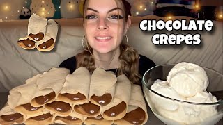 CHOCOLATE CREPE MUKBANG Vegan No Talking [upl. by Eniak]