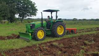 John Deere 5075E 75hp with Universal Implement Disc Plough and Front Dozer  Video 1 Bukidnon [upl. by Cornelius455]