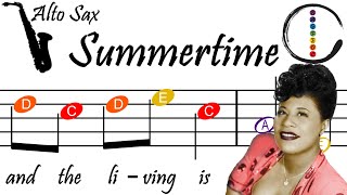 Summertime  Alto Saxophone Beginner Sheet Music with Easy Notes amp Letters [upl. by Eintruoc]