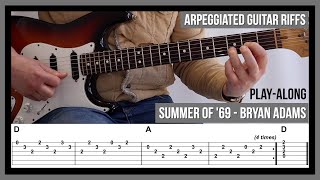 Summer of 69 TAB  Arpeggiated Guitar Riffs  Bryan Adams [upl. by Toinette]