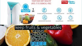 Prestige Ozoniser Fruit amp vegetable cleaner  how To Remove Chemicals From Fruits amp Vegetables demo [upl. by Arracot]