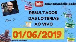 Loterias ao vivo 01062019  Quina 4990  Mega Sena 2156  Dia de sorte 158  Dupla e Timemania [upl. by Notniv]