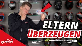 ELTERN VOM MOTORRADFÜHRERSCHEIN ÜBERZEUGEN  so kann es funktionieren AM A1 A2 HelmexpressTV [upl. by Renraw964]