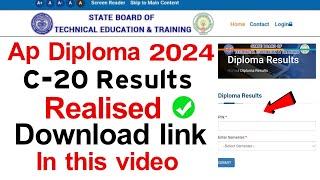 ap diploma c20 results 2024  ap diploma c20 4th sem results 2024  ap sbtet c20 results 2024 time [upl. by Eolc739]