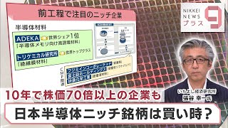 10年で株価70倍以上の企業も 日本半導体ニッチ銘柄は買い時？【日経プラス９】 [upl. by Nylanna]