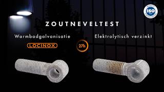 Locinox zoutneveltest Warmbadgalvanisatie vs Elektrolytisch verzinkt [upl. by Velda]