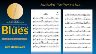 How to play a jazzy Blues in G Blue S  with solo transcription for clarinet jazz sheetmusic [upl. by Segalman]