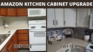 AMAZON PART 1 of 2 Low Budget Kitchen Cabinet under 50 with CONTACT PAPER FROM AMAZON [upl. by Atimad]