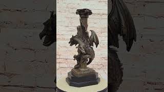 Bronze Fantasy Statue of Woman with Dragon and Column Original Signed Mythical Decor YRD1332 [upl. by Aifoz171]