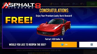 Unlocked Ferrari 458 for FREE Asphalt 8 Airborne [upl. by Akialam]