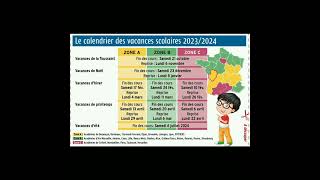 Calendrier des vacances scolaires 20232024 en France [upl. by Erimahs]