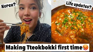 Making Tteobokki first timeso tough🥵  Life Updates [upl. by Nosrak]